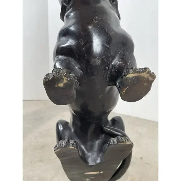 Dachshund Dog Sculpture Brass Metal Patina Life Size 16L 10H Seated Position